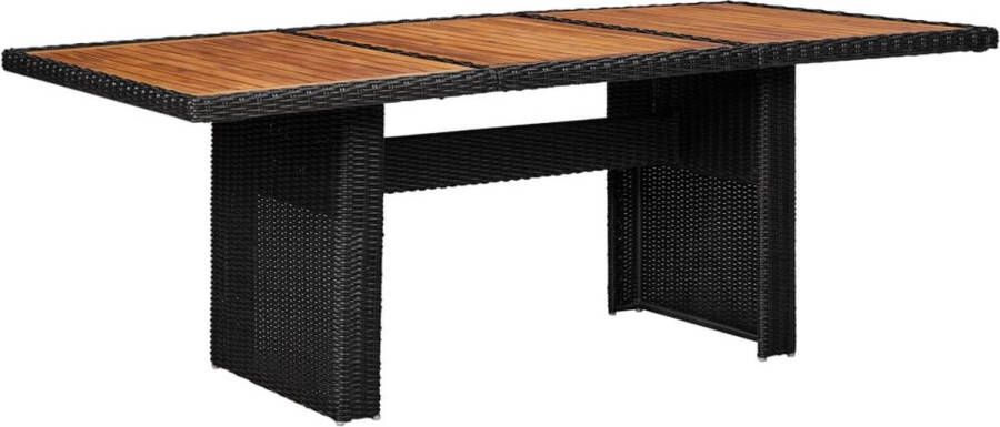 Decoways Tuintafel 200x100x74 cm poly rattan zwart