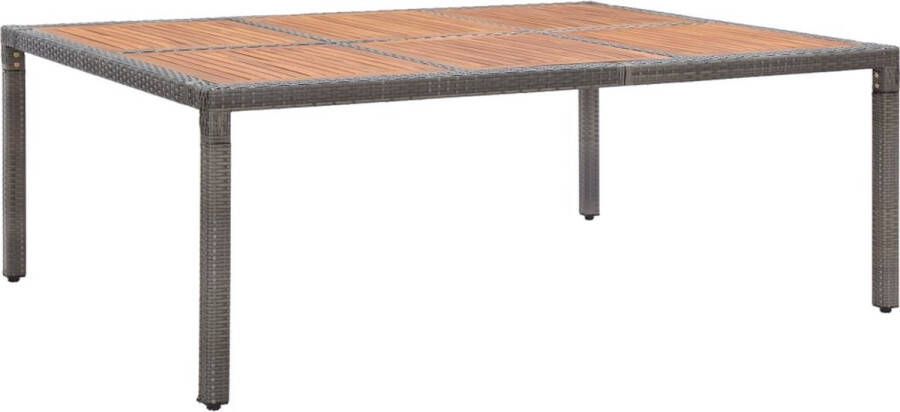 Decoways Tuintafel 200x150x74 cm poly rattan en massief acaciahout grijs