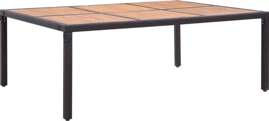 Decoways Tuintafel 200x150x74 cm poly rattan en massief acaciahout zwart