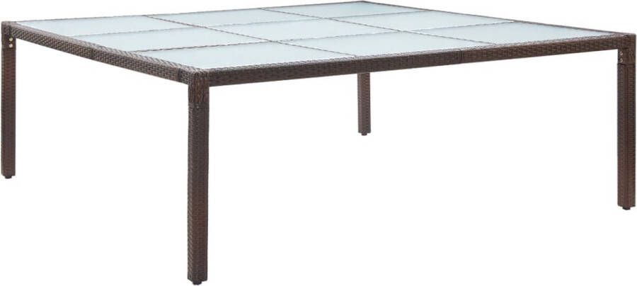 Decoways Tuintafel 200x200x74 cm poly rattan bruin