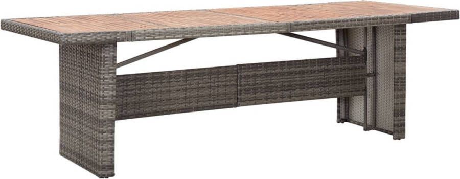 Decoways Tuintafel 240x90x74 cm poly rattan en massief acaciahout