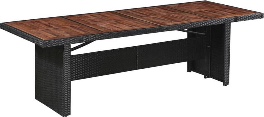 Decoways Tuintafel 240x90x74 cm poly rattan en massief acaciahout