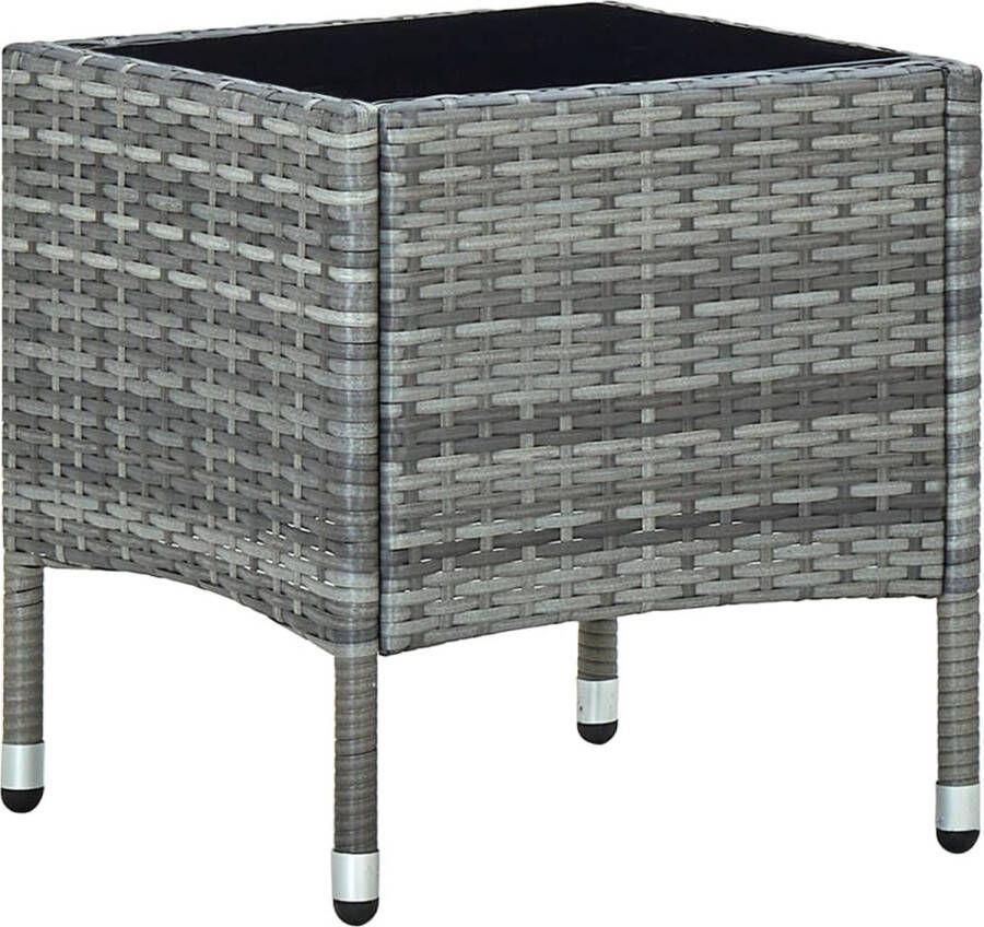 Decoways Tuintafel 40x40x45 cm poly rattan grijs