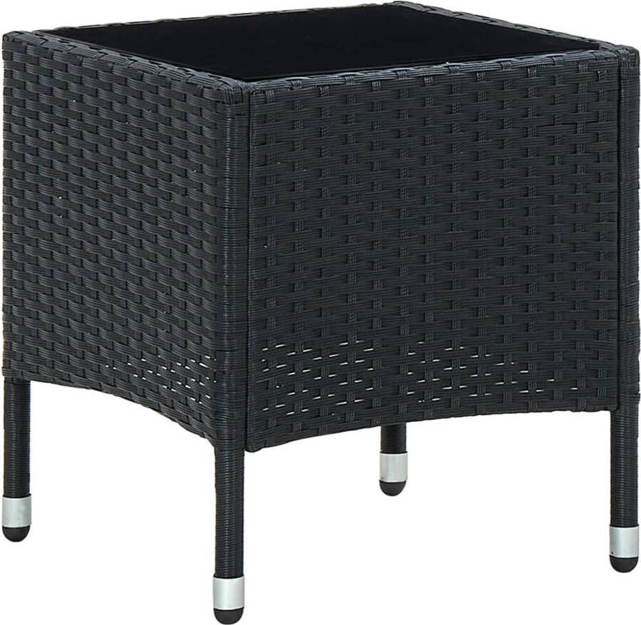 Decoways Tuintafel 40x40x45 cm poly rattan zwart