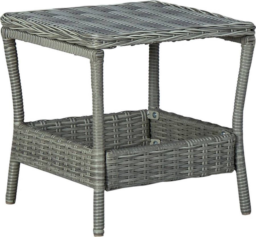 Decoways Tuintafel 45x45x46 5 cm poly rattan lichtgrijs