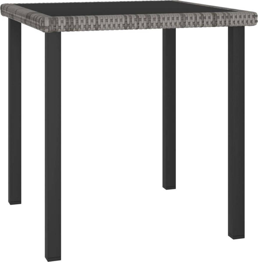 Decoways Tuintafel 70x70x73 cm poly rattan grijs