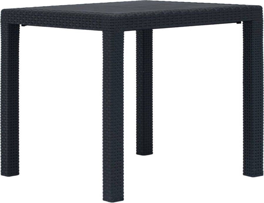 Decoways Tuintafel 79x79x72 cm rattan-look kunststof antraciet