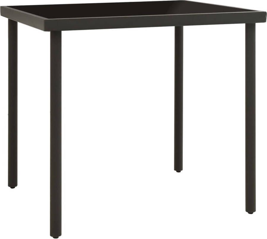 Decoways Tuintafel 80x80x72 cm glas en staal antracietkleurig