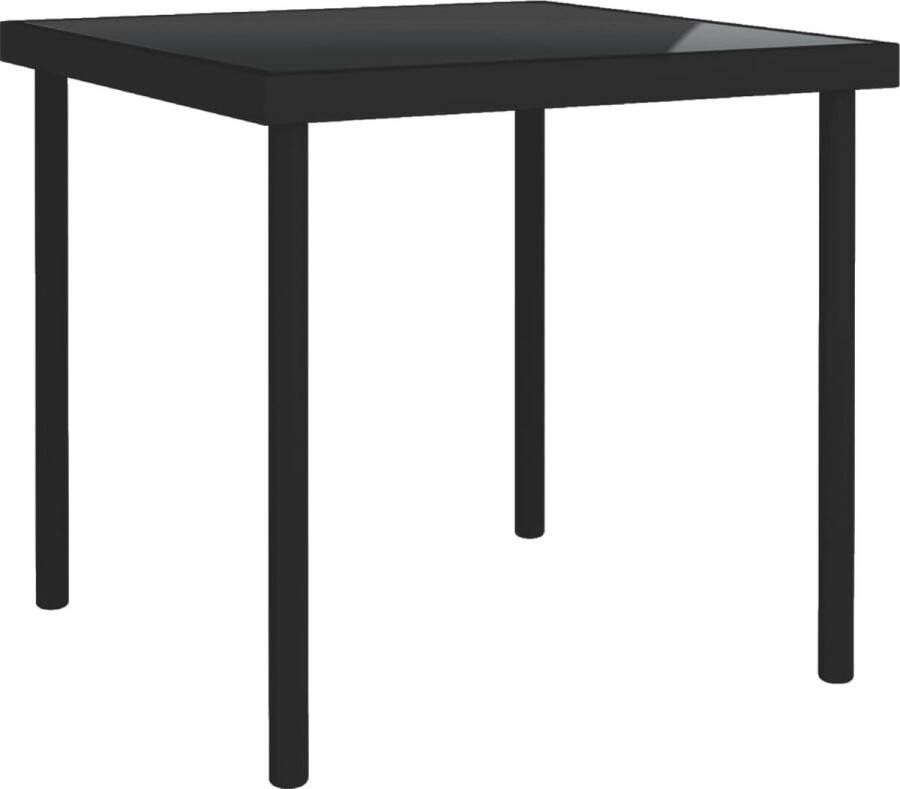 Decoways Tuintafel 80x80x72 cm glas en staal zwart