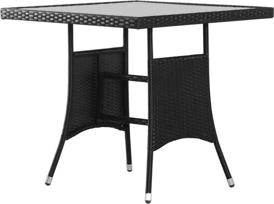 Decoways Tuintafel 80x80x74 cm poly rattan zwart