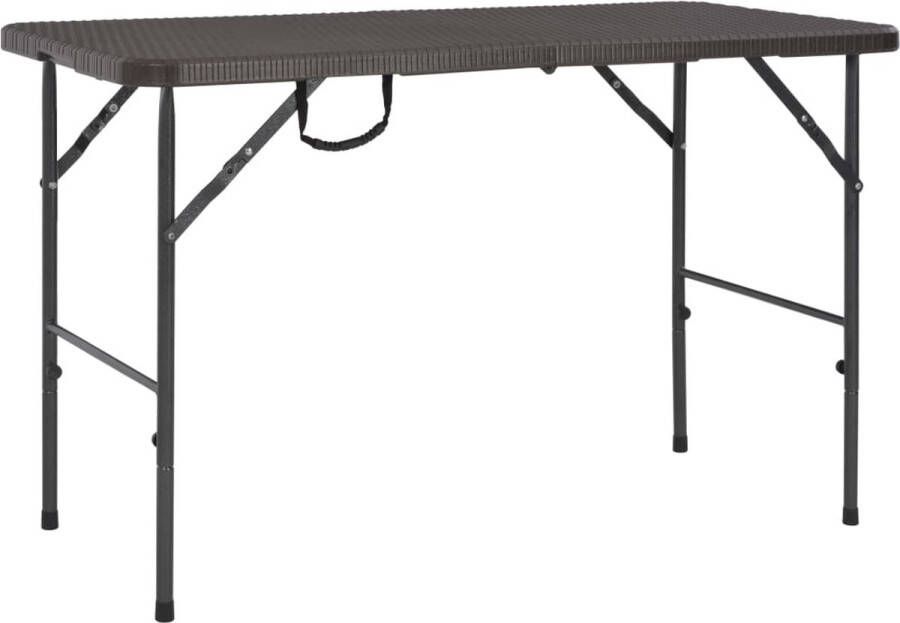 Decoways Tuintafel inklapbaar rattan look 120x60x74 cm HDPE bruin