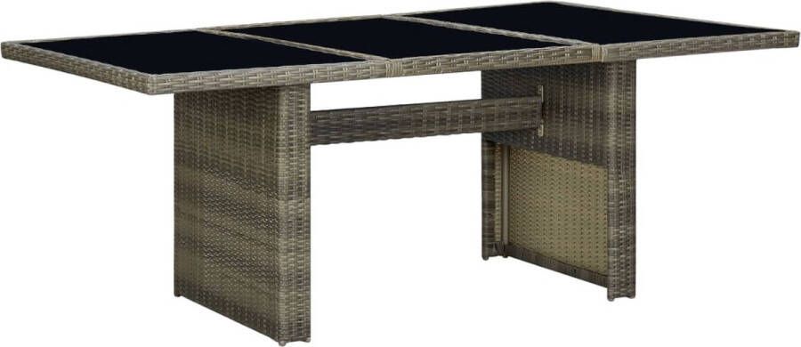 Decoways Tuintafel poly rattan en gehard glas bruin