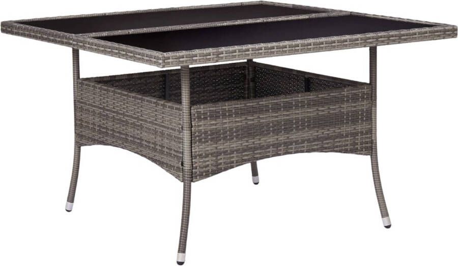 Decoways Tuintafel poly rattan en glas grijs