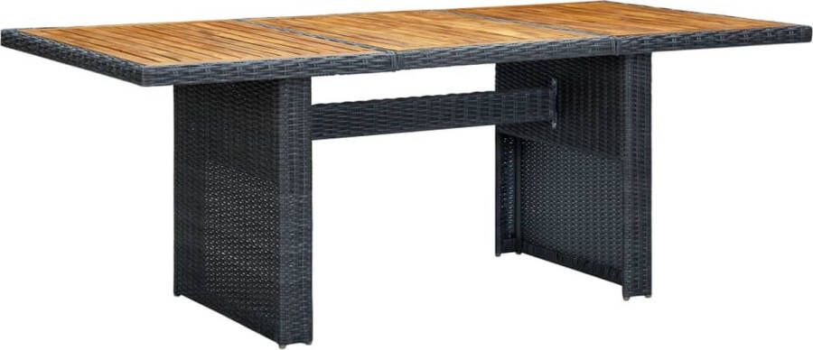 Decoways Tuintafel poly rattan en massief acaciahout donkergrijs