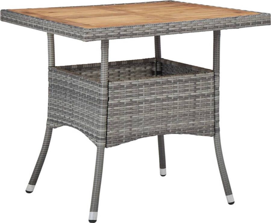 Decoways Tuintafel poly rattan en massief acaciahout grijs