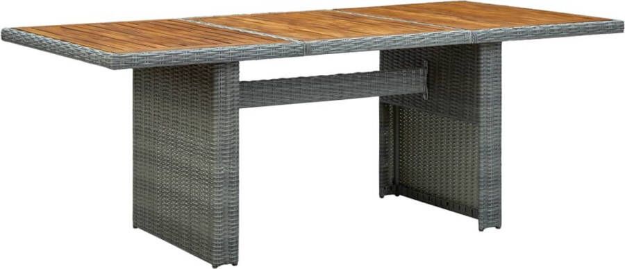 Decoways Tuintafel poly rattan en massief acaciahout lichtgrijs