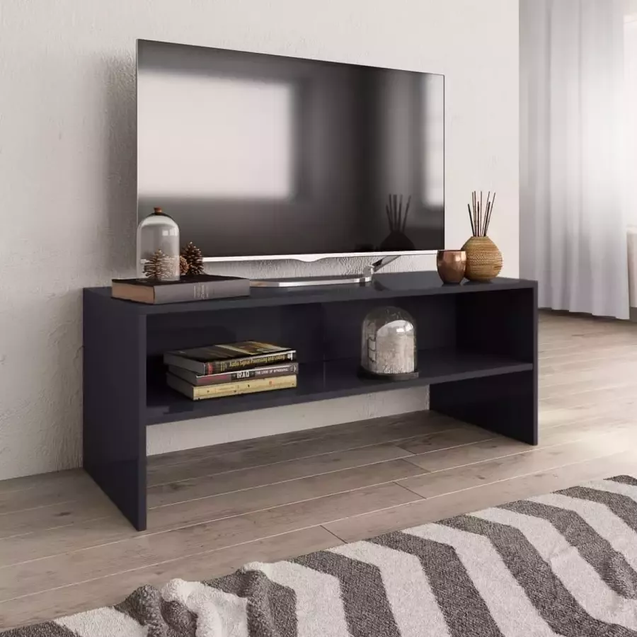 Decoways Tv-meubel 100x40x40 cm spaanplaat hoogglans grijs