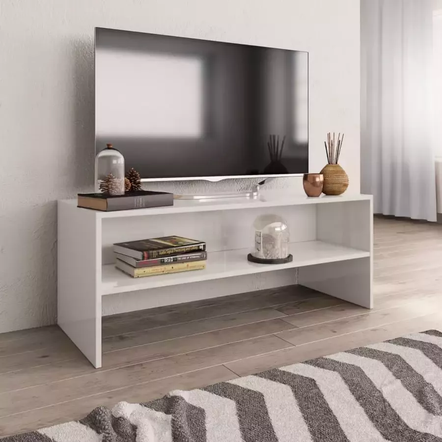 Decoways Tv-meubel 100x40x40 cm spaanplaat hoogglans wit