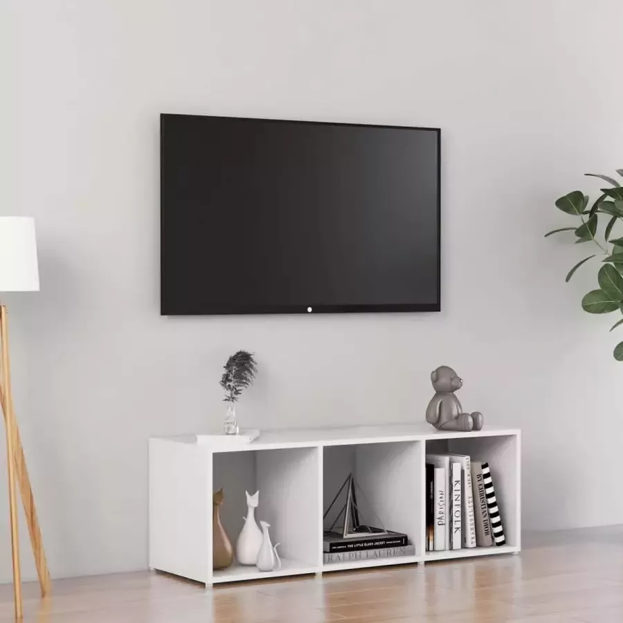 Decoways Tv-meubel 107x35x37 cm spaanplaat hoogglans wit