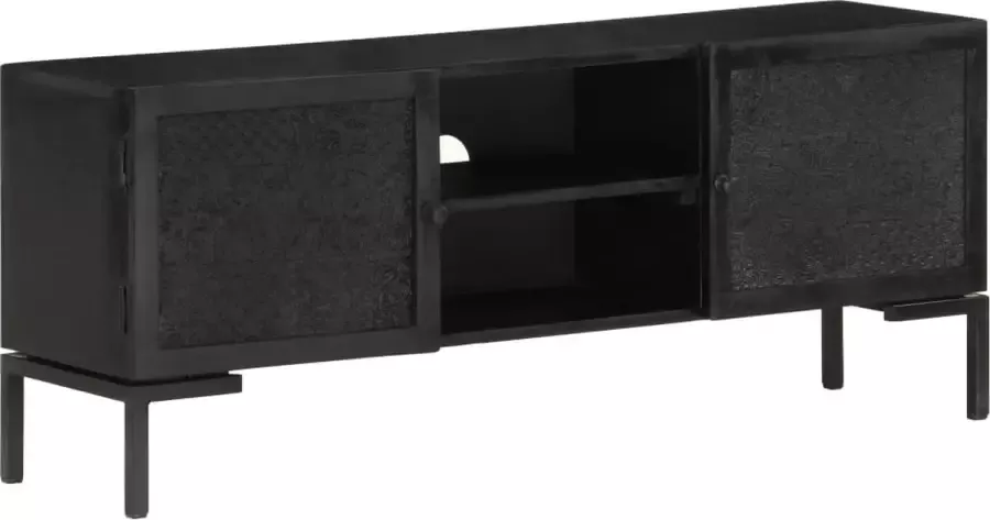 Decoways Tv-meubel 115x30x46 cm massief mangohout zwart