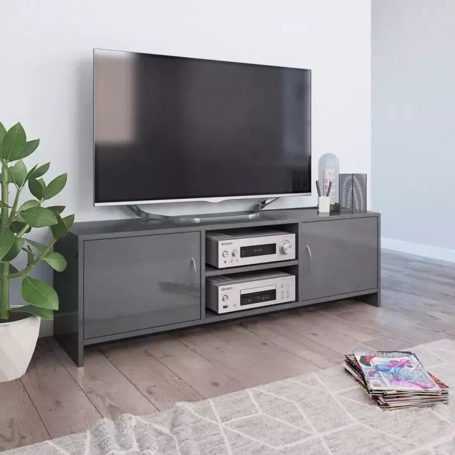 Decoways Tv-meubel 120x30x37 5 cm spaanplaat hoogglans grijs
