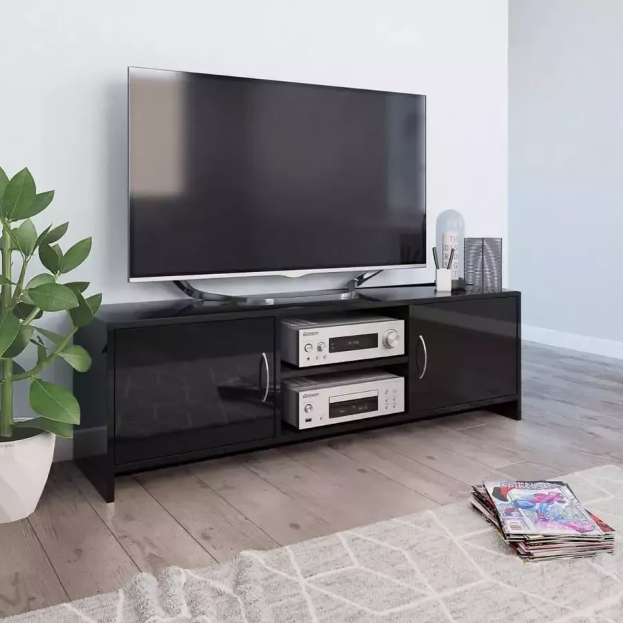 Decoways Tv-meubel 120x30x37 5 cm spaanplaat hoogglans zwart