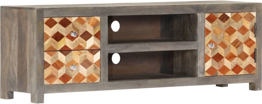 Decoways Tv-meubel 120x30x40 cm massief mangohout grijs