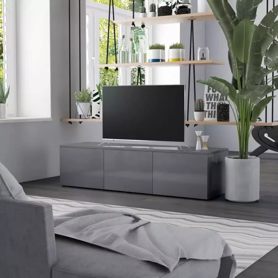 Decoways Tv-meubel 120x34x30 cm spaanplaat hoogglans grijs