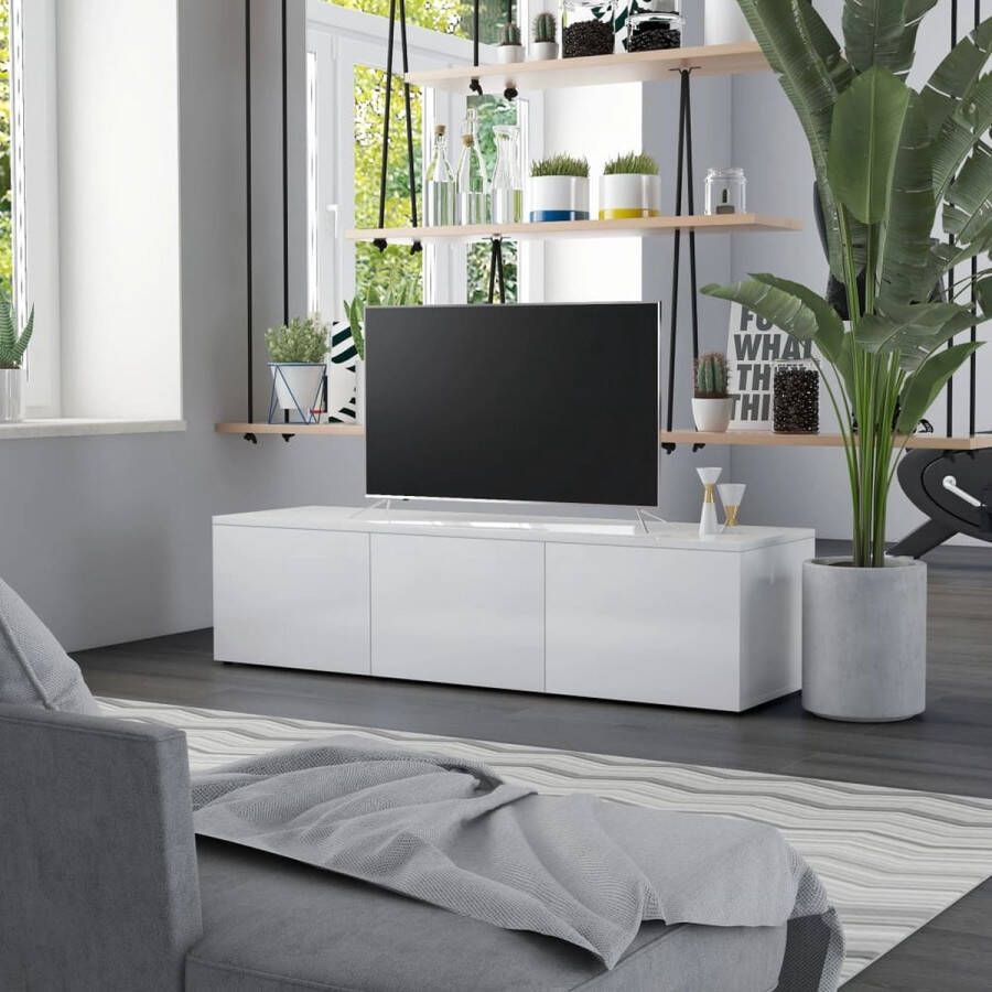 Decoways Tv-meubel 120x34x30 cm spaanplaat hoogglans wit