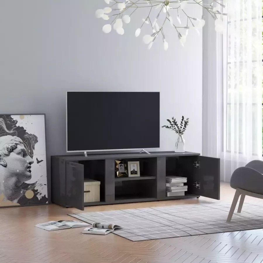 Decoways Tv-meubel 120x34x37 cm spaanplaat hoogglans grijs
