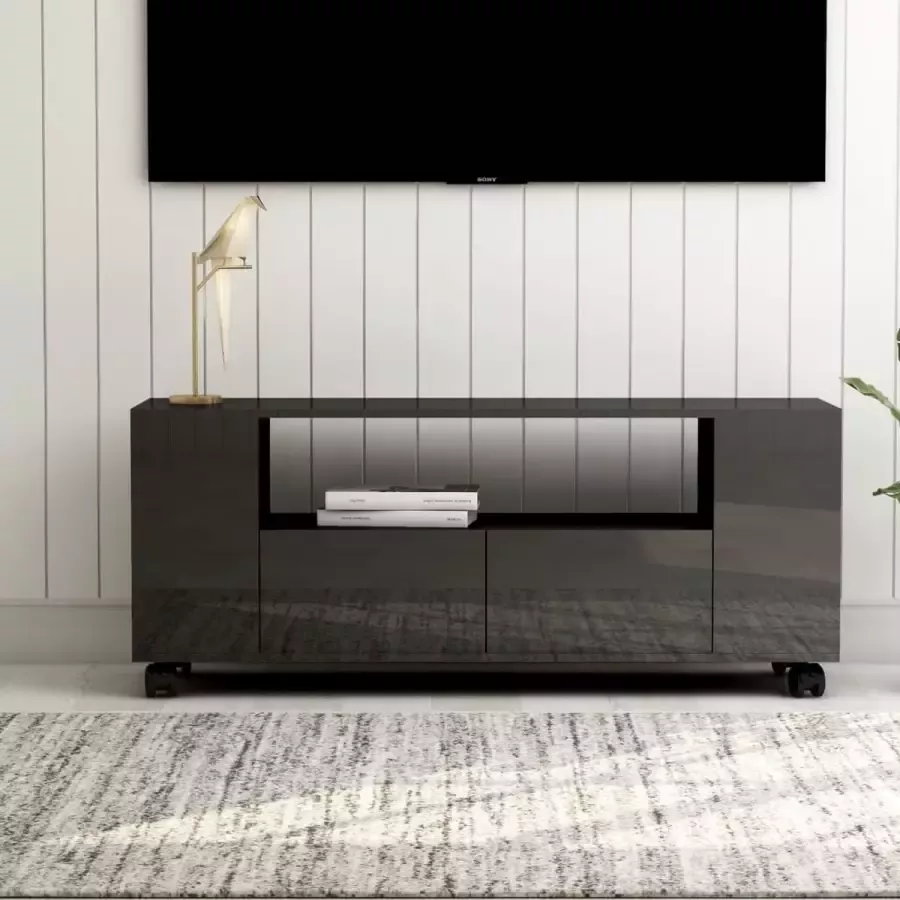 Decoways Tv-meubel 120x35x43 cm spaanplaat hoogglans grijs