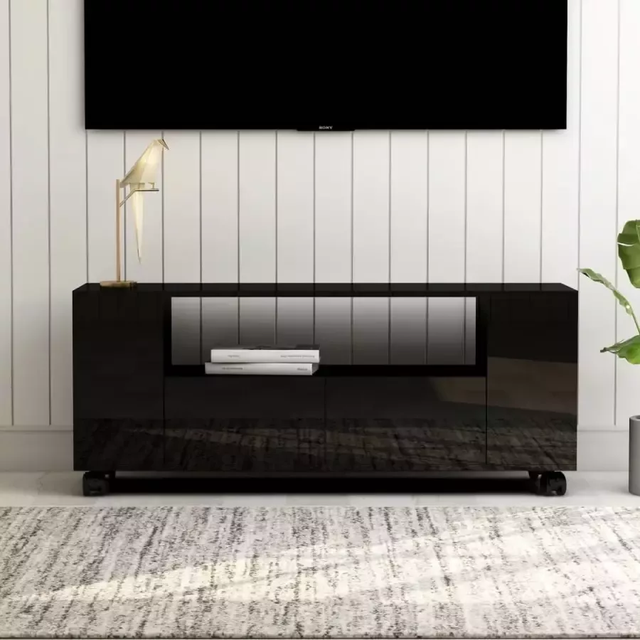 Decoways Tv-meubel 120x35x43 cm spaanplaat hoogglans zwart
