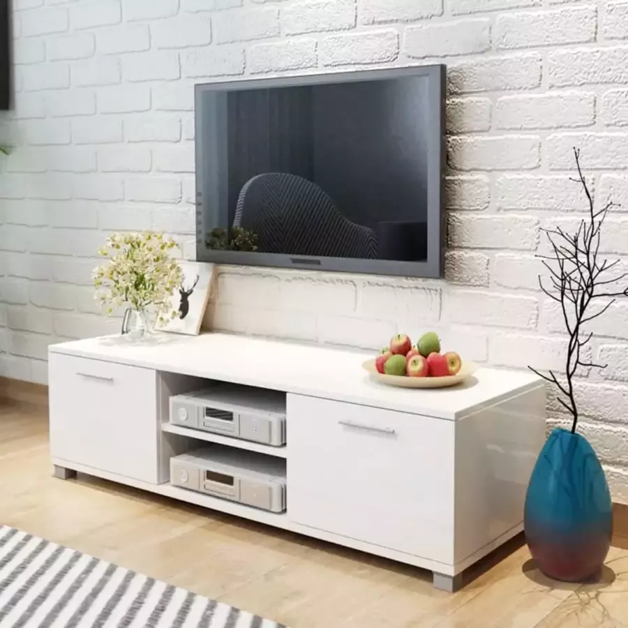Decoways Tv-meubel 120x40 3x34 7 cm hoogglans wit
