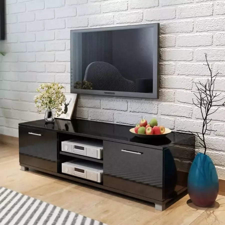 Decoways Tv-meubel 120x40 3x34 7 cm hoogglans zwart