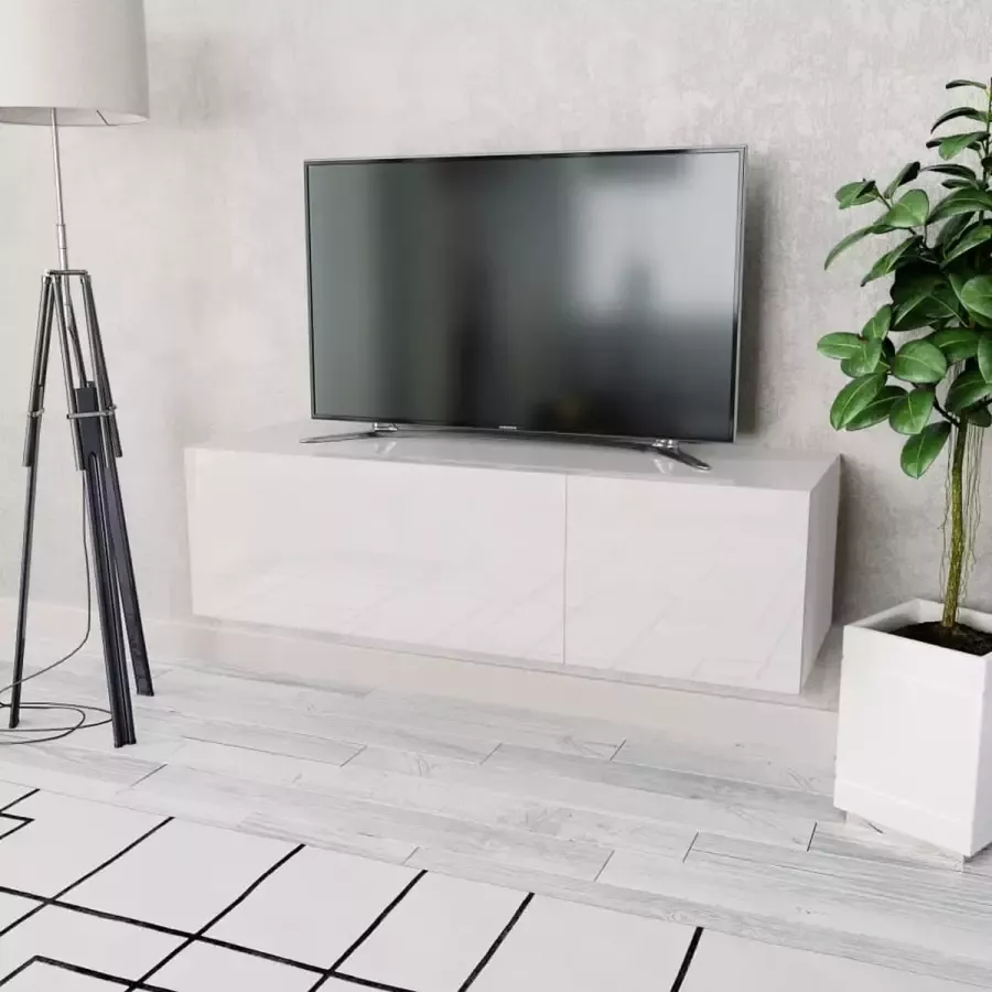 Decoways Tv-meubel 120x40x34 cm spaanplaat hoogglans wit