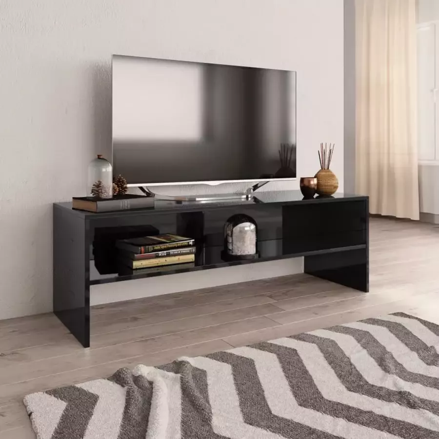 Decoways Tv-meubel 120x40x40 cm spaanplaat hoogglans zwart