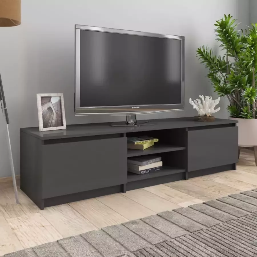 Decoways Tv-meubel 140x40x35 5 cm spaanplaat hoogglans grijs