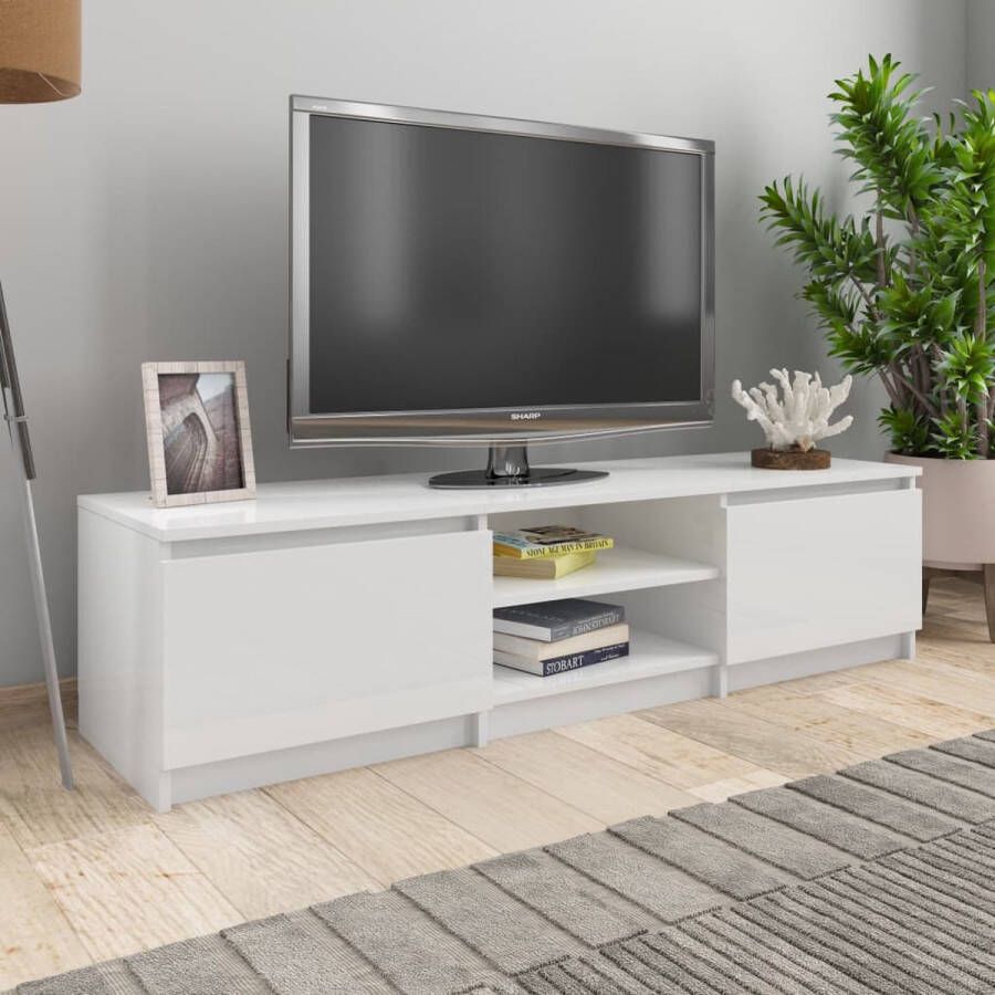 Decoways Tv-meubel 140x40x35 5 cm spaanplaat hoogglans wit