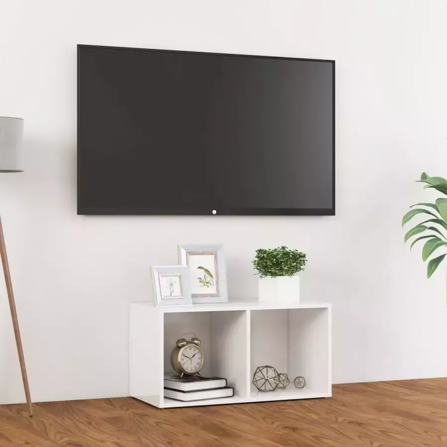 Decoways Tv-meubel 72x35x36 5 cm spaanplaat hoogglans wit