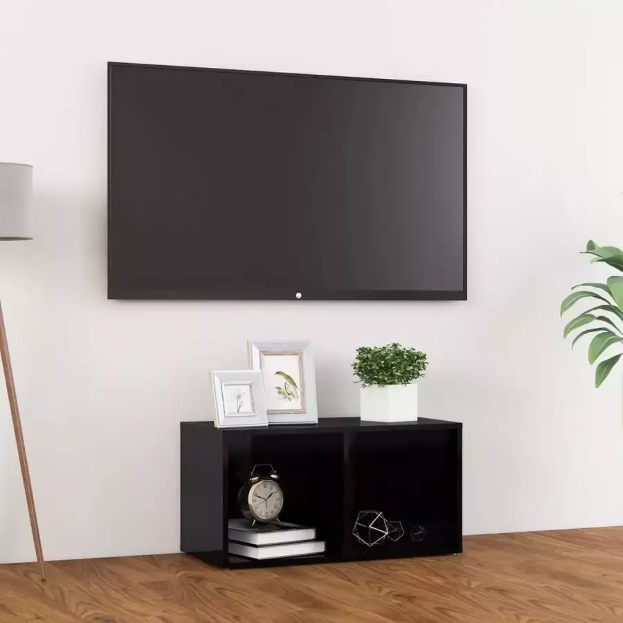 Decoways Tv-meubel 72x35x36 5 cm spaanplaat hoogglans zwart