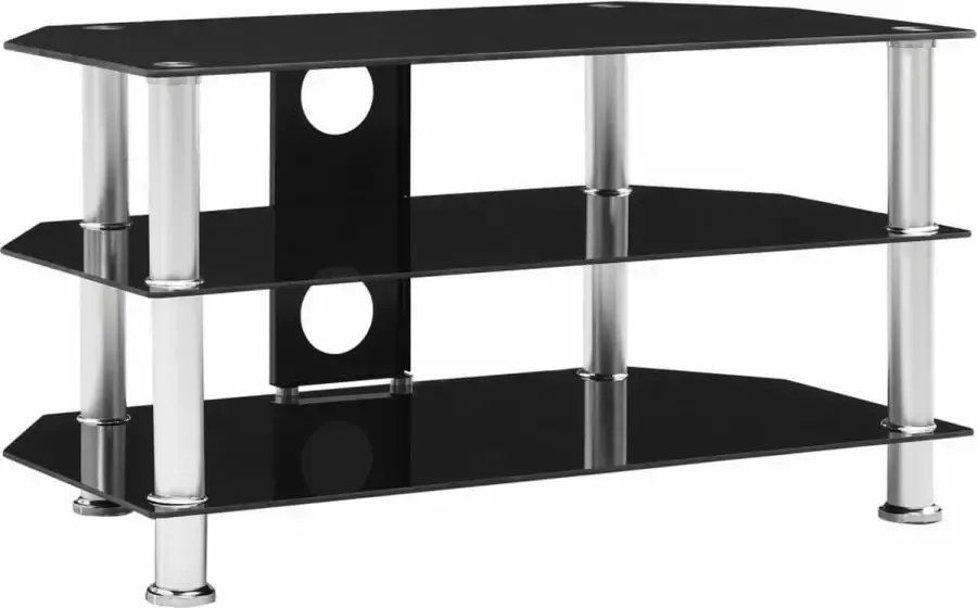 Decoways Tv-meubel 75x40x40 cm gehard glas zwart