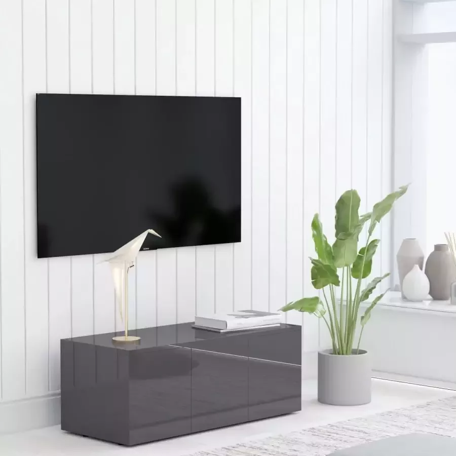 Decoways Tv-meubel 80x34x30 cm spaanplaat hoogglans grijs