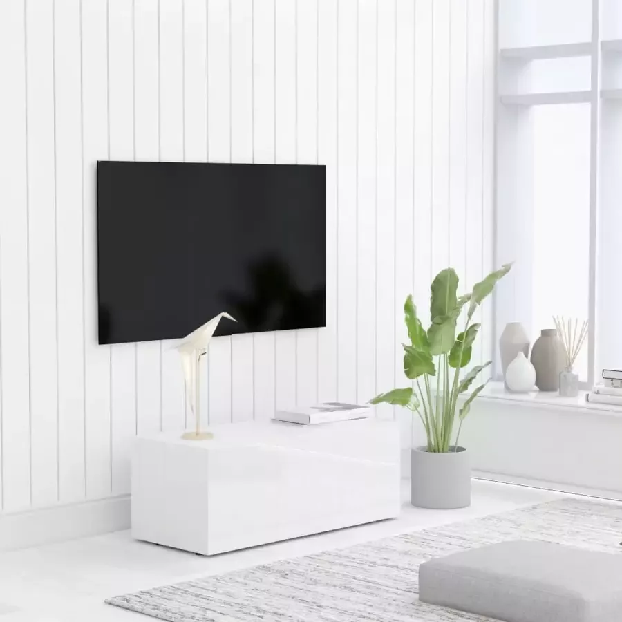 Decoways Tv-meubel 80x34x30 cm spaanplaat hoogglans wit