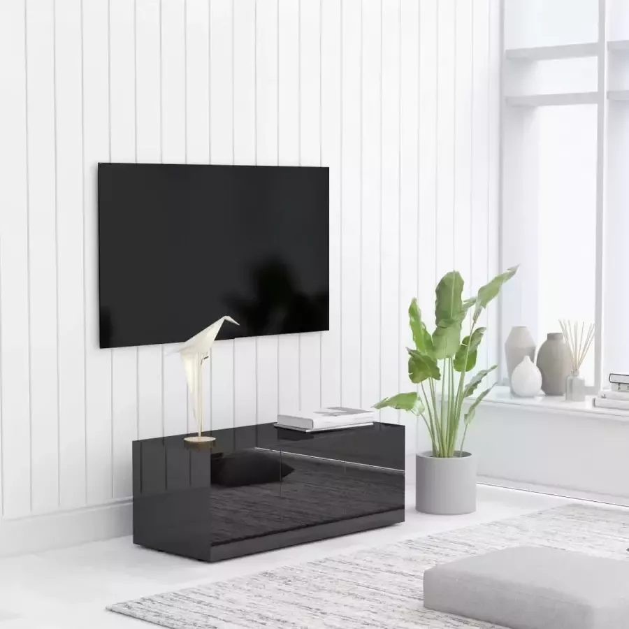 Decoways Tv-meubel 80x34x30 cm spaanplaat hoogglans zwart