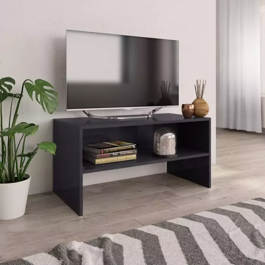 Decoways Tv-meubel 80x40x40 cm spaanplaat hoogglans grijs
