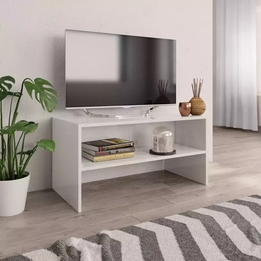Decoways Tv-meubel 80x40x40 cm spaanplaat hoogglans wit