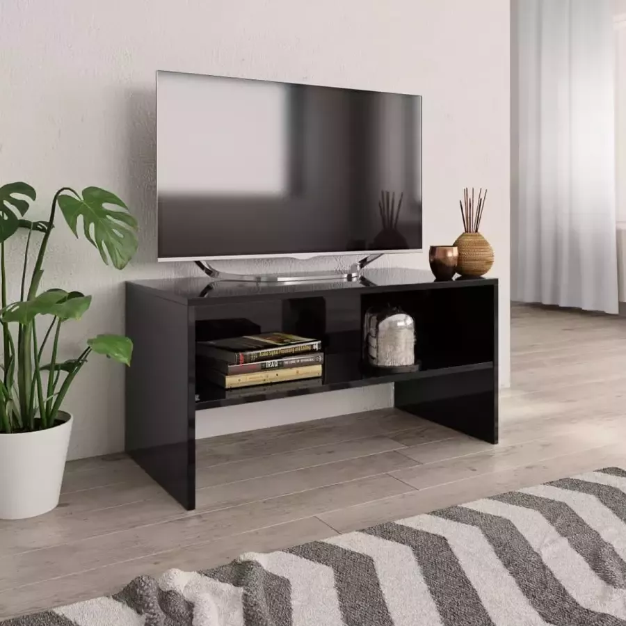 Decoways Tv-meubel 80x40x40 cm spaanplaat hoogglans zwart