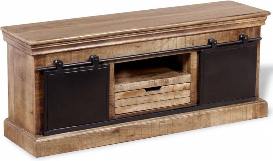 Decoways Tv-meubel met 2 schuifdeuren 110x30x45 cm massief mangohout