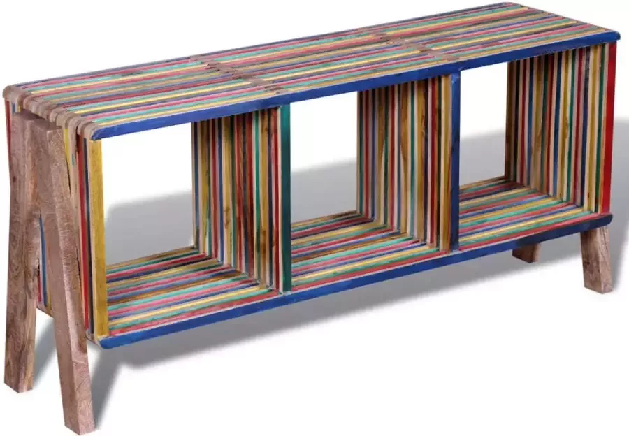 Decoways Tv-meubel met 3 vakken kleurrijk gerecycled teak stapelbaar