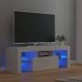 Decoways Tv-meubel met LED-verlichting 120x35x40 cm hoogglans wit - Thumbnail 1